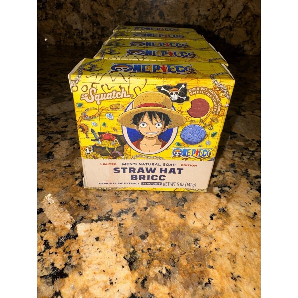 Lot Of 5 Limited Edition Dr. Squatch x One Piece Straw Hat Bricc Bar Soap